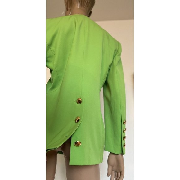 Escada Apple Green Gold  Button Jacket - Sz 40  8/10 Professionally Cleaned - Picture 9 of 15